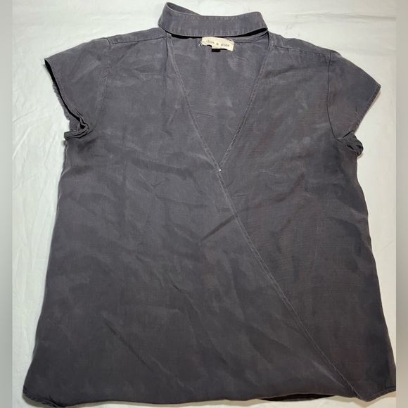 Anthropologie Cloth & Stone Choker Short Sleeve Black Blouse Size Extra Small XS - Picture 7 of 13